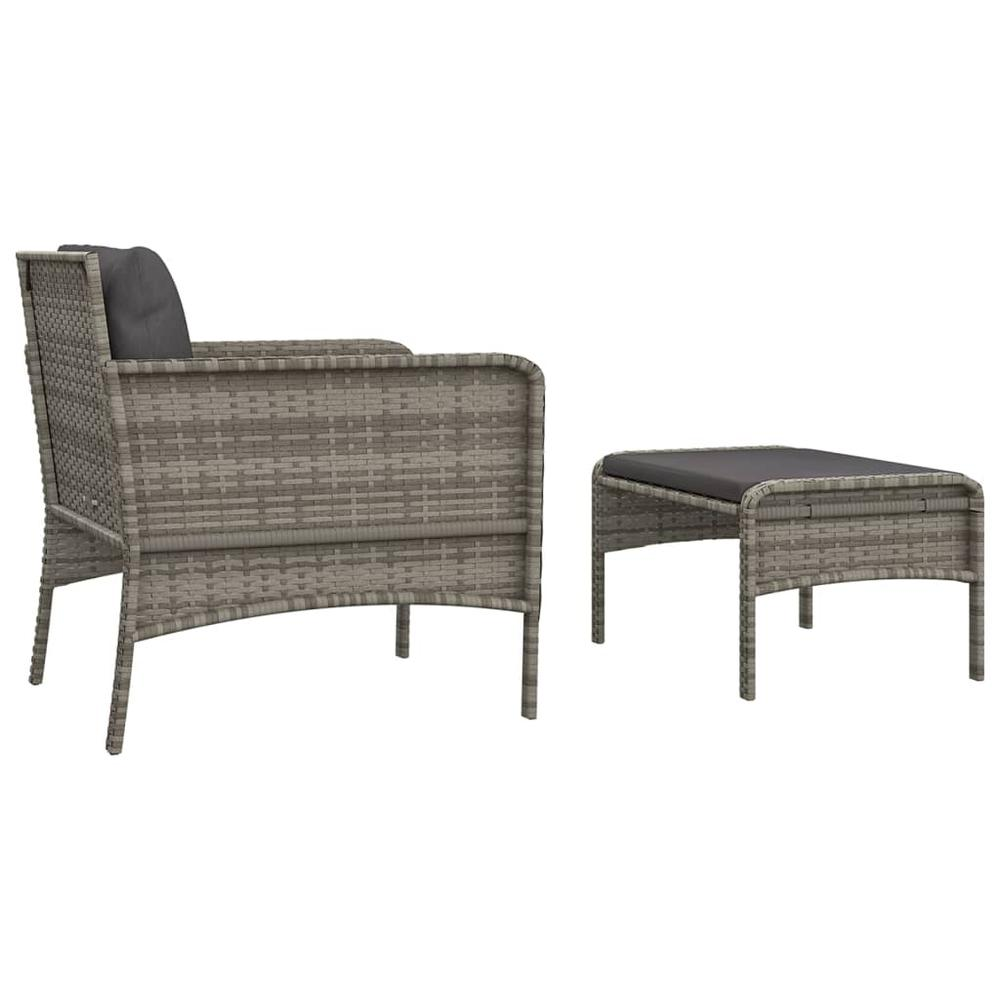 2 Piece Patio Lounge Set with Cushions Gray Poly Rattan