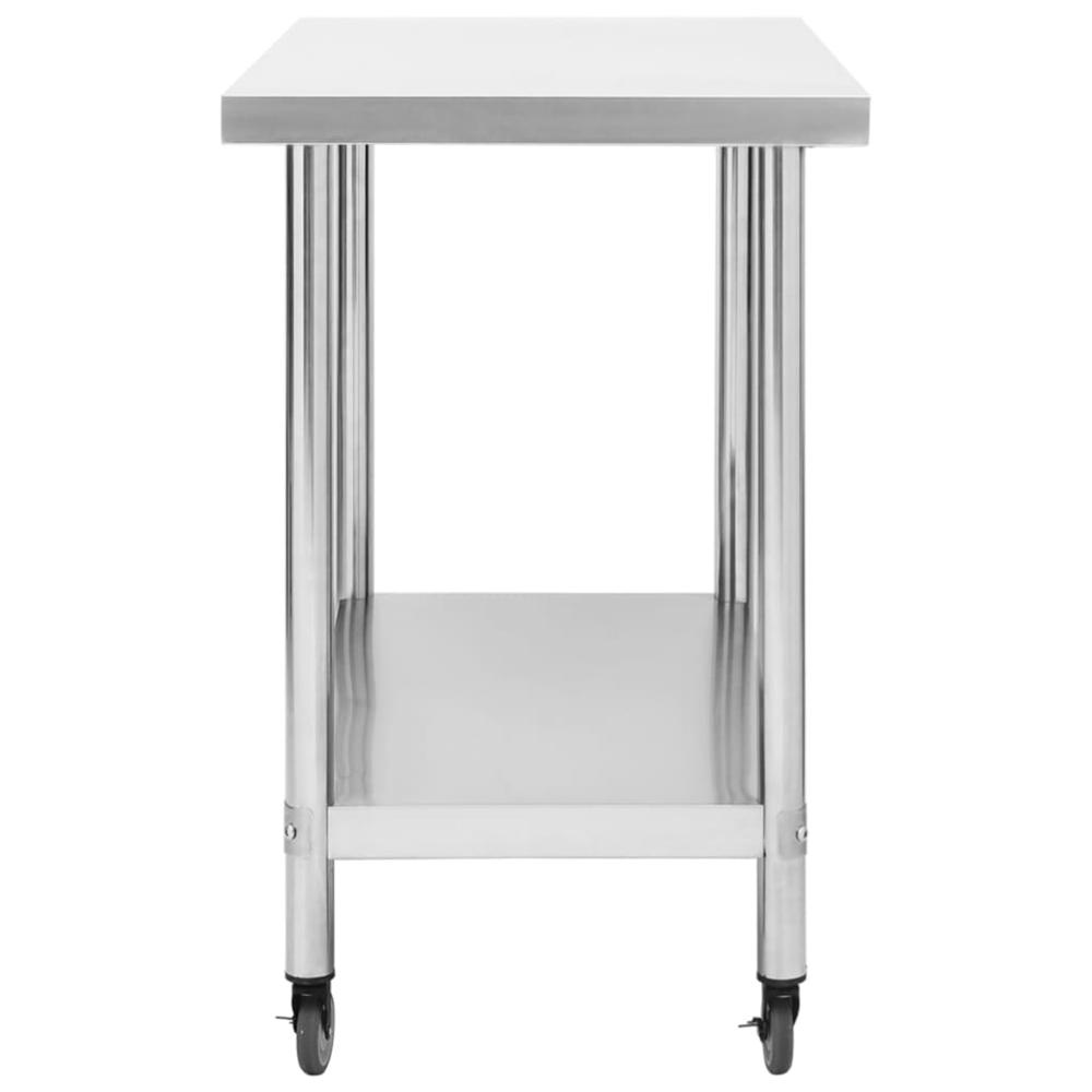 Kitchen Work Table with Wheels 39.4"x17.7"x33.5" Stainless Steel