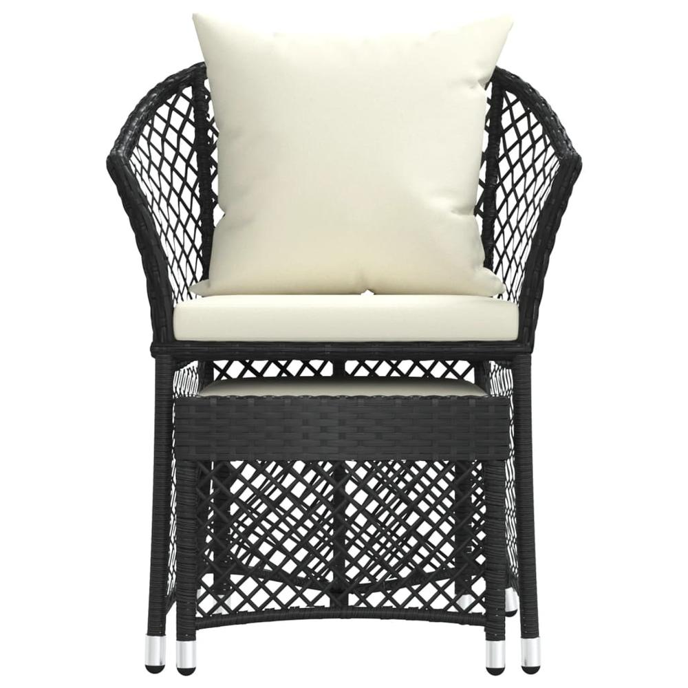 2 Piece Patio Lounge Set with Cushions Black Poly Rattan