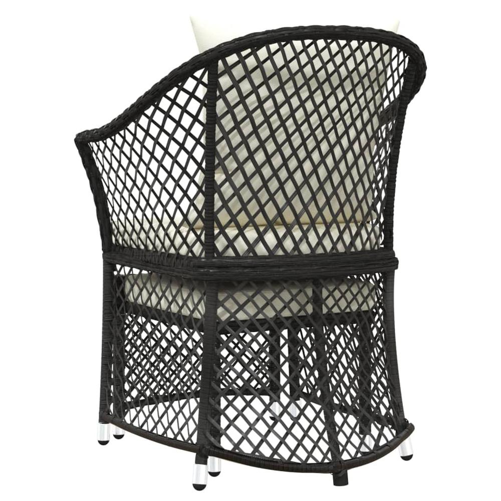 2 Piece Patio Lounge Set with Cushions Black Poly Rattan