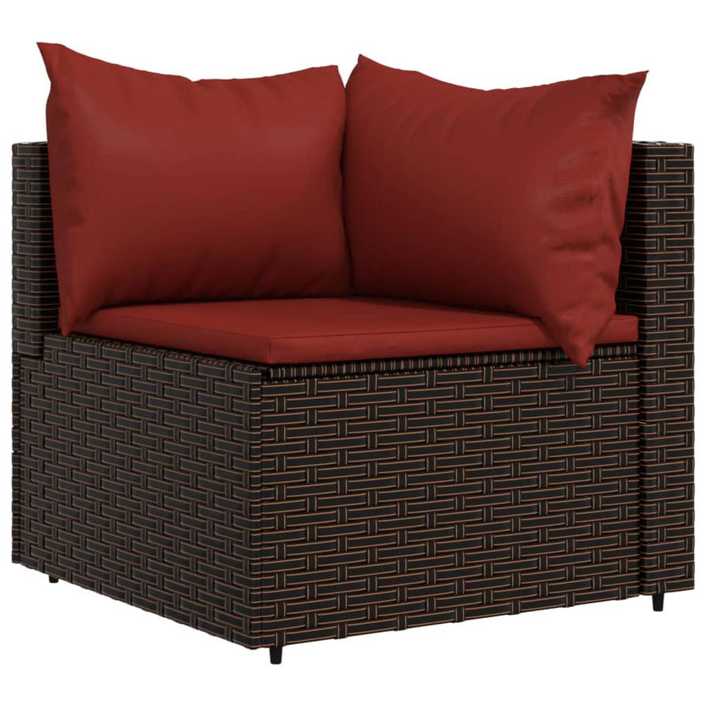 3 Piece Patio Lounge Set with Cushions Brown Poly Rattan