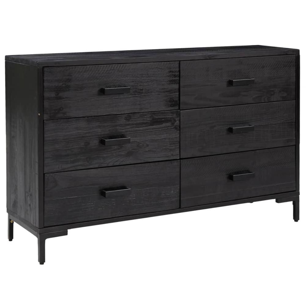 Sideboard Black 43.3"x13.8"x27.6" Solid Wood Pine