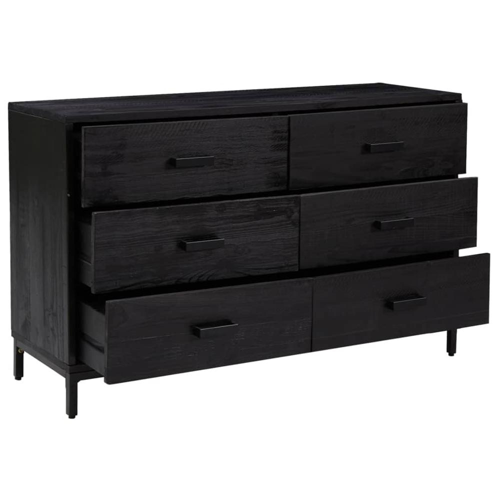 Sideboard Black 43.3"x13.8"x27.6" Solid Wood Pine