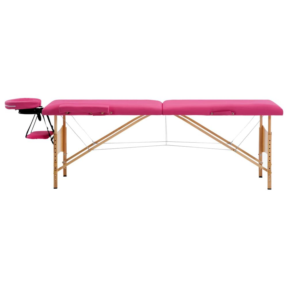 Foldable Massage Table 2 Zones Wood Pink