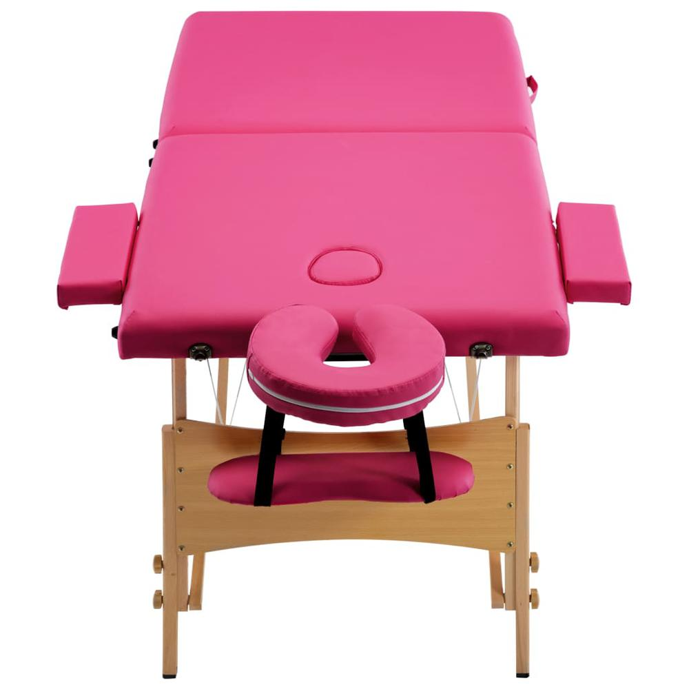 Foldable Massage Table 2 Zones Wood Pink