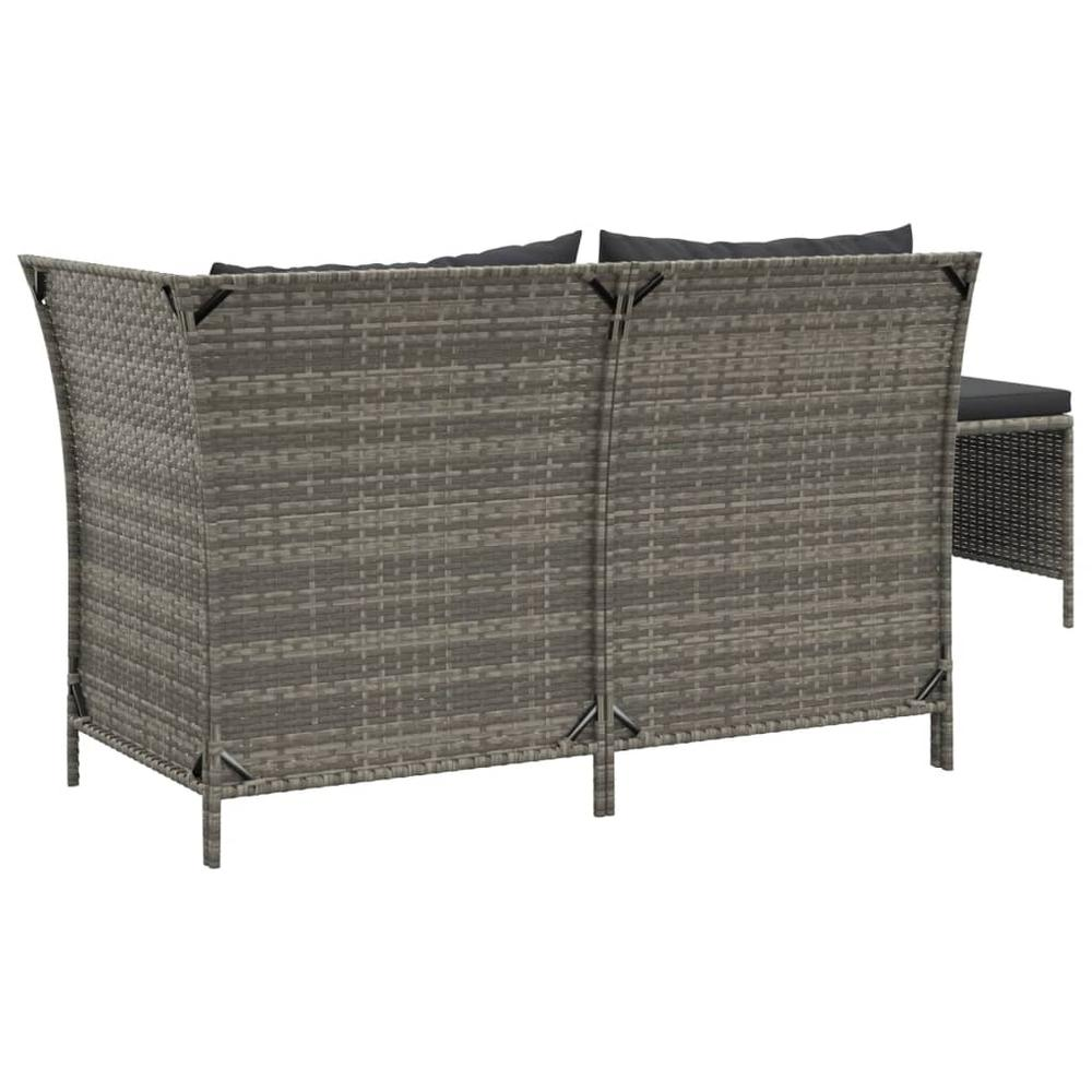 3 Piece Patio Lounge Set with Cushions Gray Poly Rattan