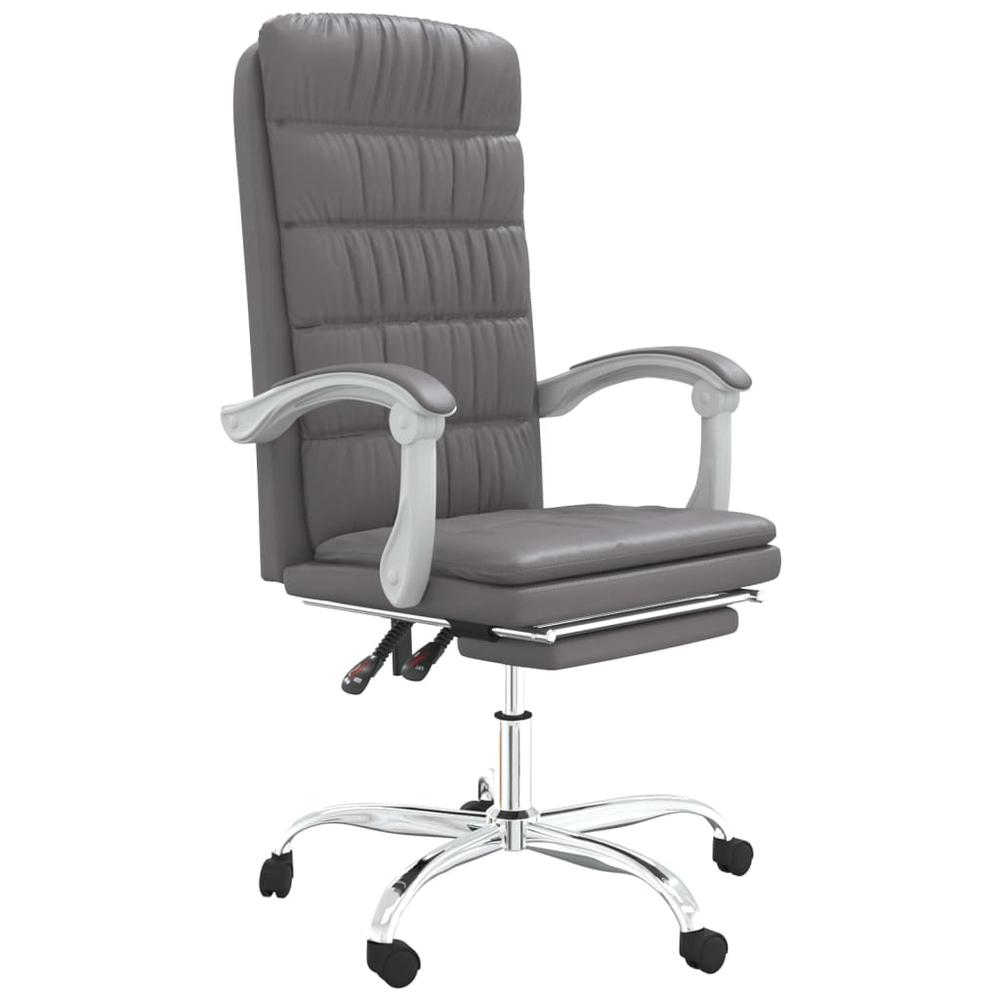 Reclining Office Chair Gray Faux Leather