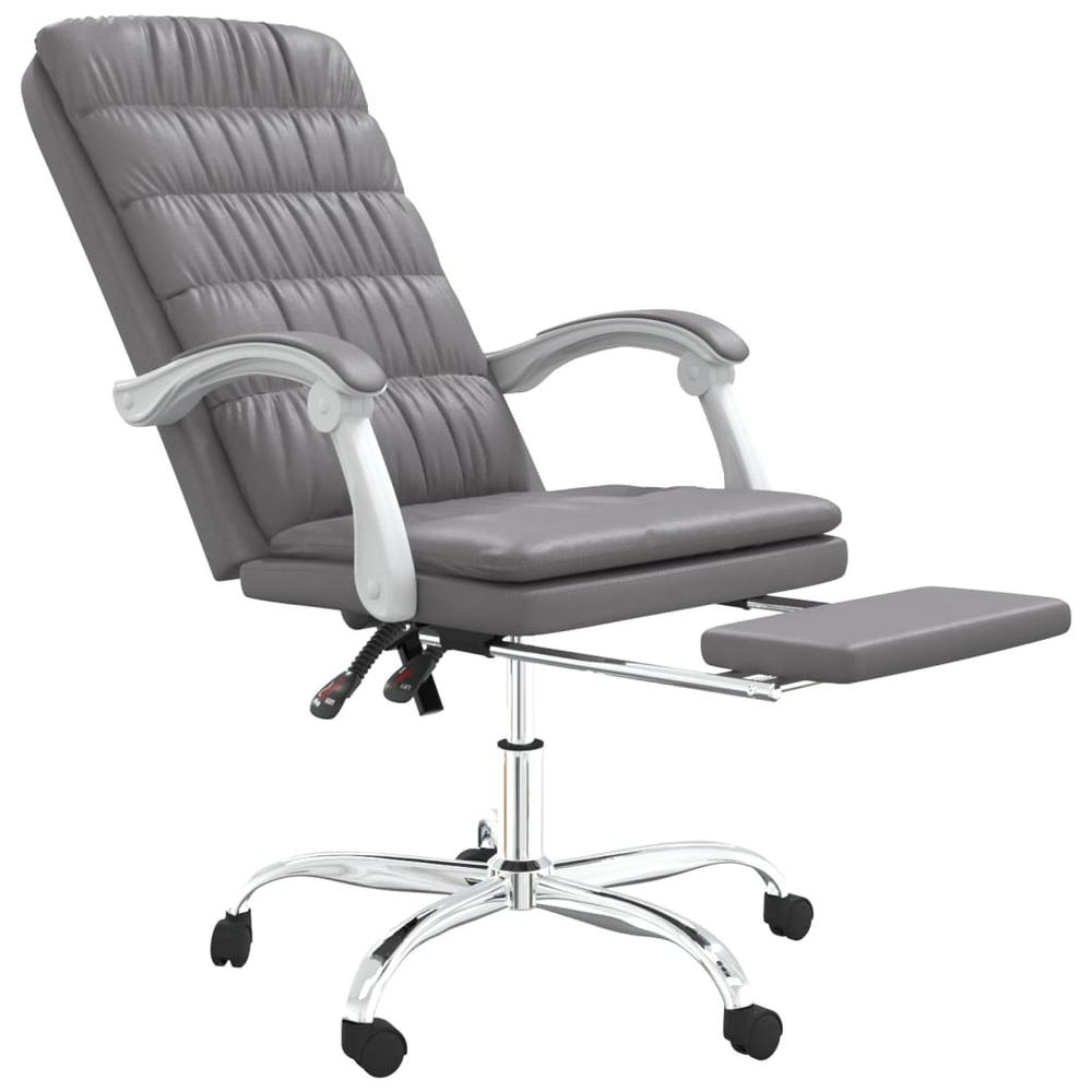 Reclining Office Chair Gray Faux Leather