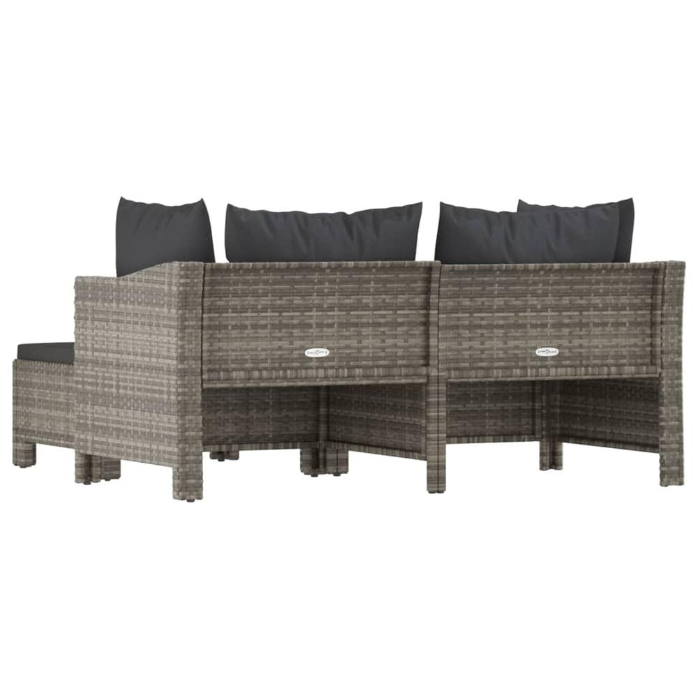 3 Piece Patio Lounge Set with Cushions Gray Poly Rattan