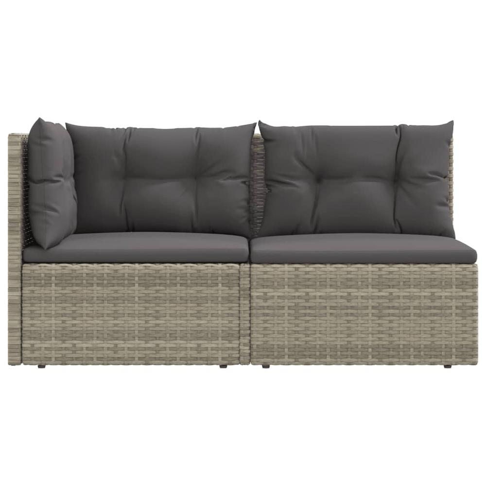 2 Piece Patio Lounge Set with Cushions Gray Poly Rattan