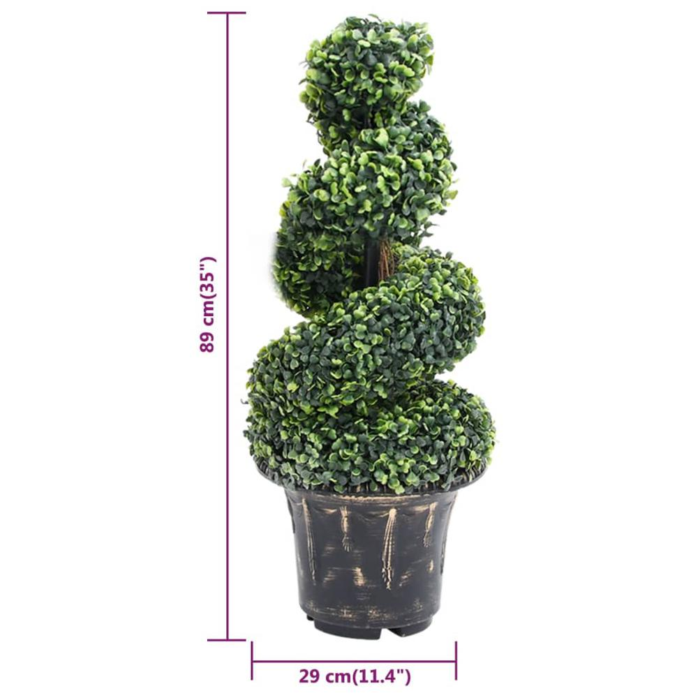 Artificial Boxwood Spiral Plant with Pot Green 35"