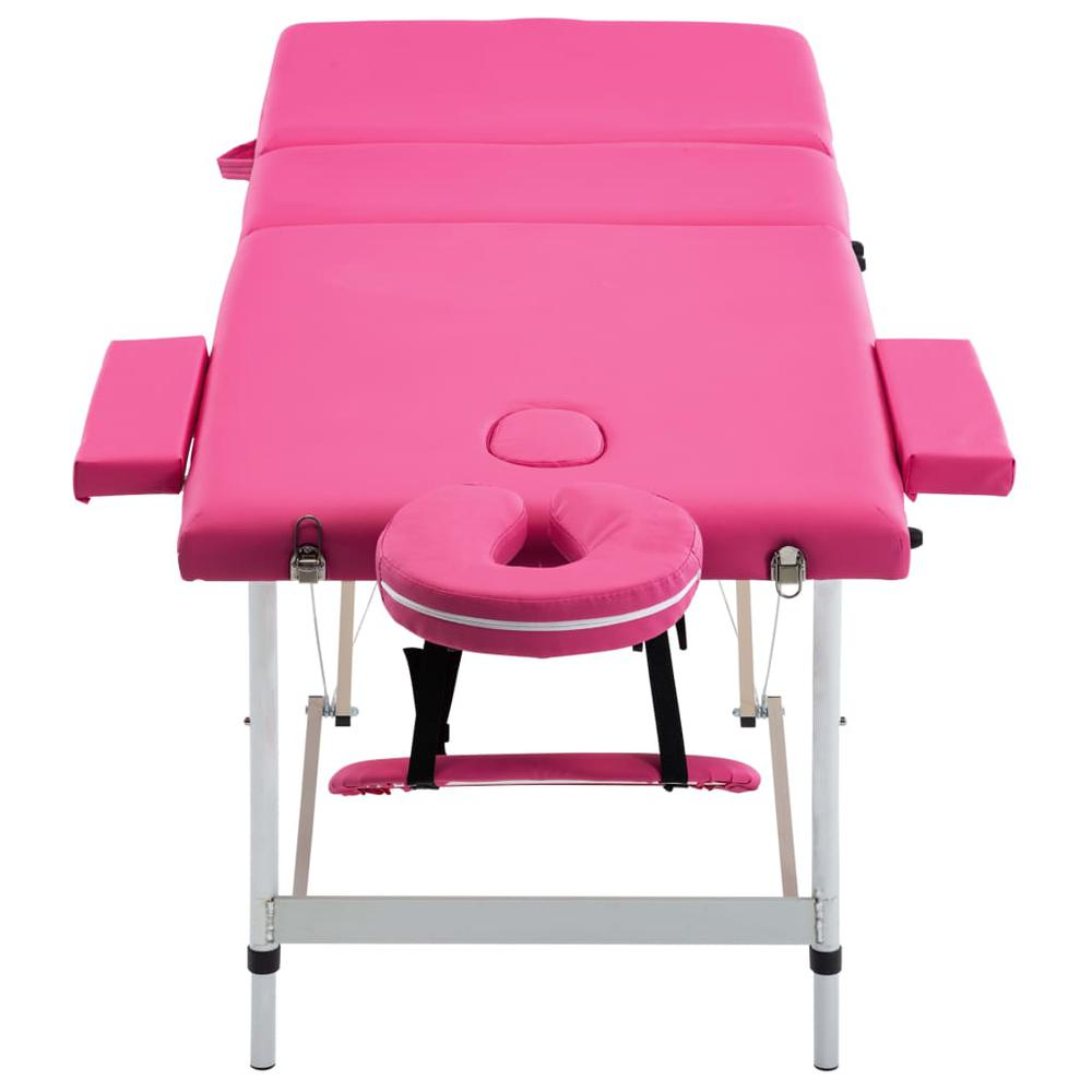 Foldable Massage Table 3 Zones Aluminum Pink