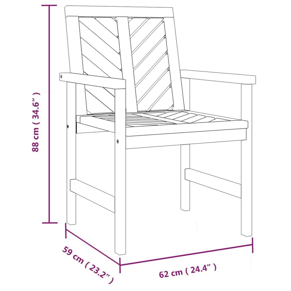 3 Piece Patio Lounge Set Solid Wood Acacia