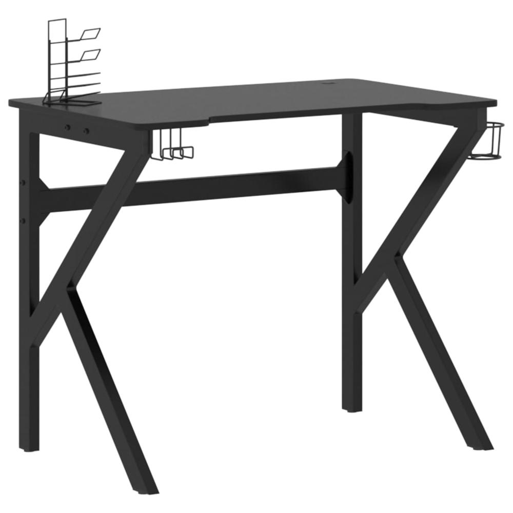 Gaming Desk with K Shape Legs Black 35.4" x 23.6" x 29.5"