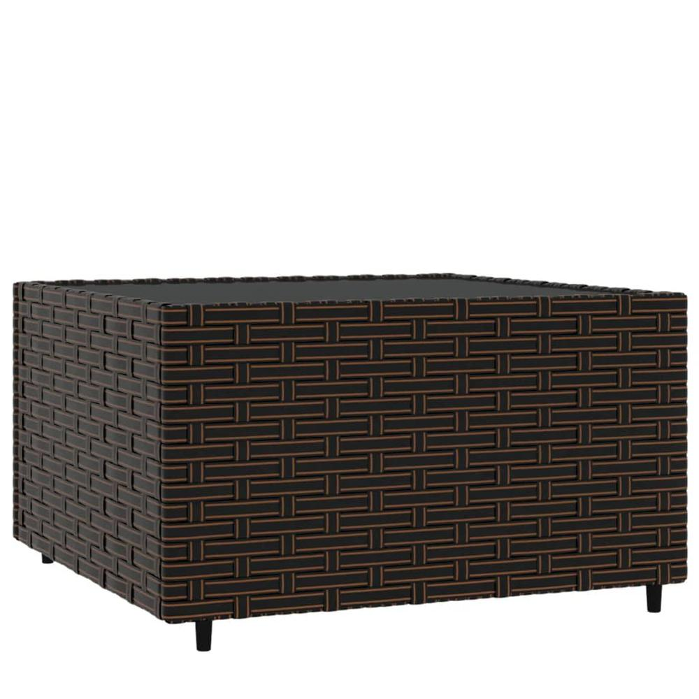 Square Patio Coffee Table Brown 19.7"x19.7"x11.8" Poly Rattan