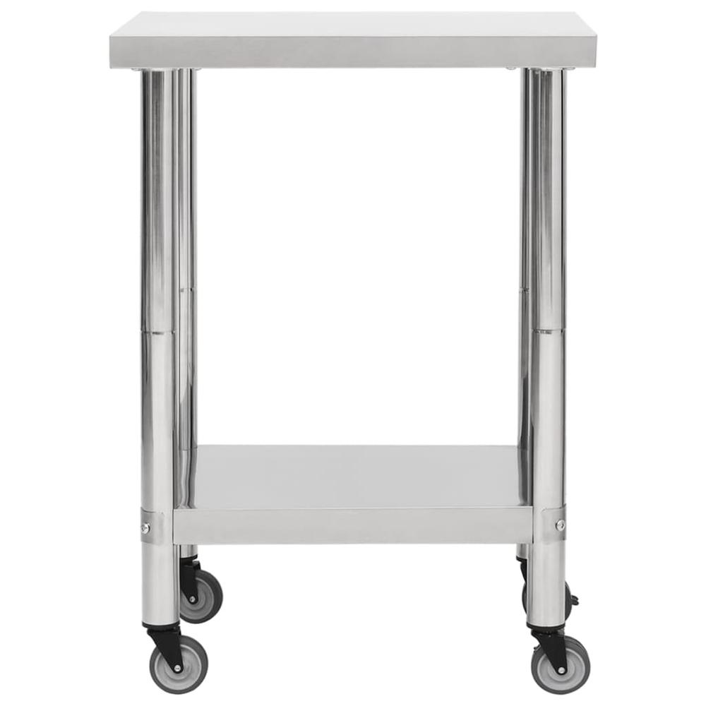 Kitchen Work Table with Wheels 23.6"x17.7"x33.5" Stainless Steel