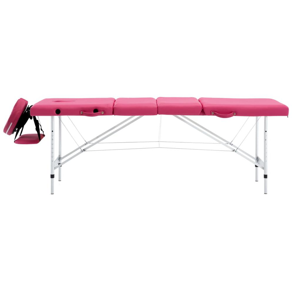 Foldable Massage Table 4 Zones Aluminum Pink