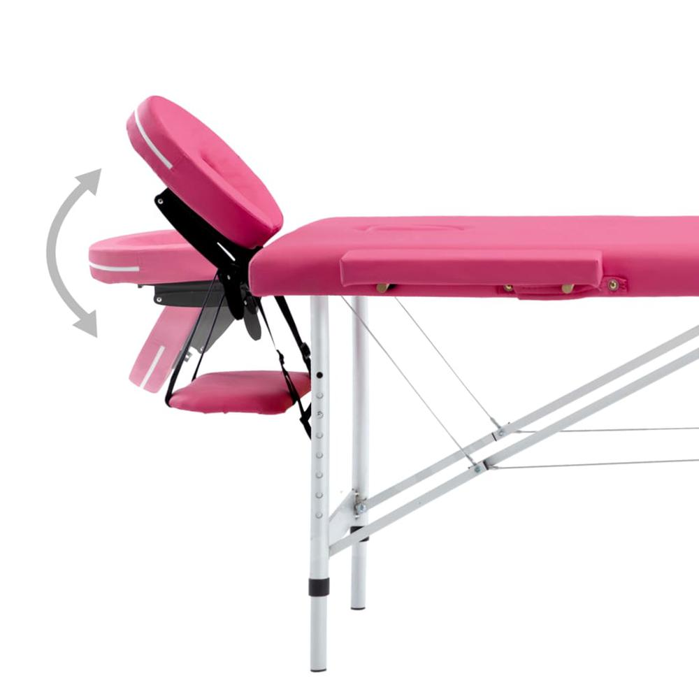 Foldable Massage Table 4 Zones Aluminum Pink