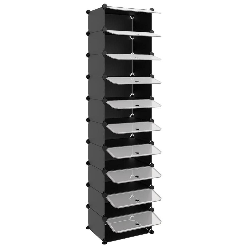 Shoe Rack Black 17.3"x12.6"x68.5" PP