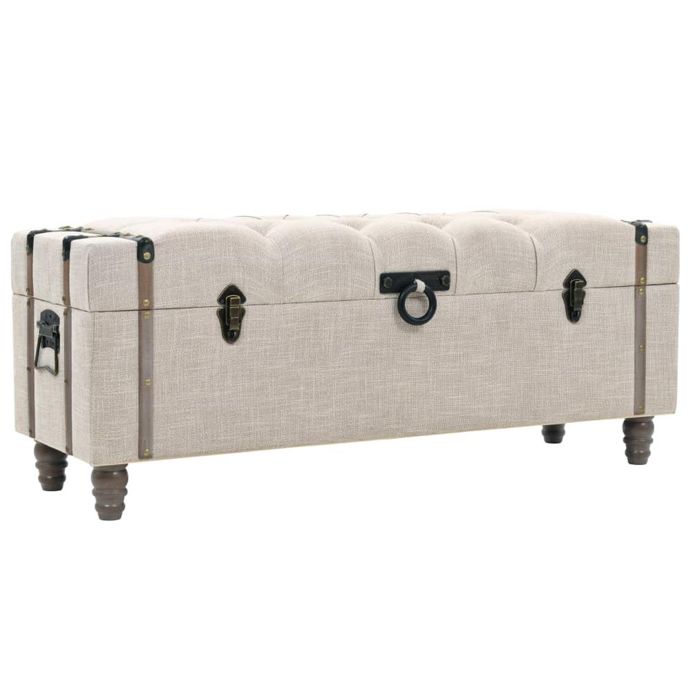 Storage Benches 3 pcs Cream Solid Wood Fir&Fabric