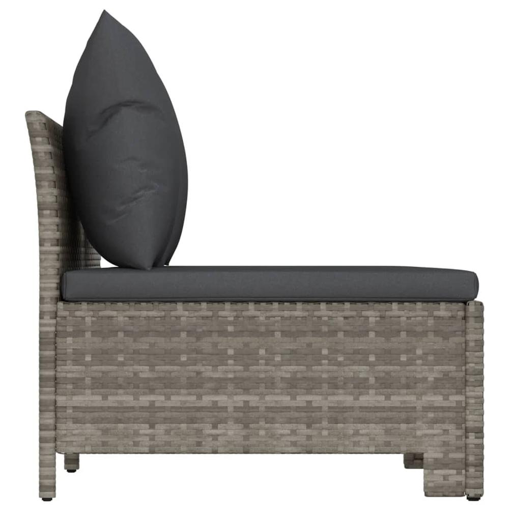 3 Piece Patio Lounge Set with Cushions Gray Poly Rattan