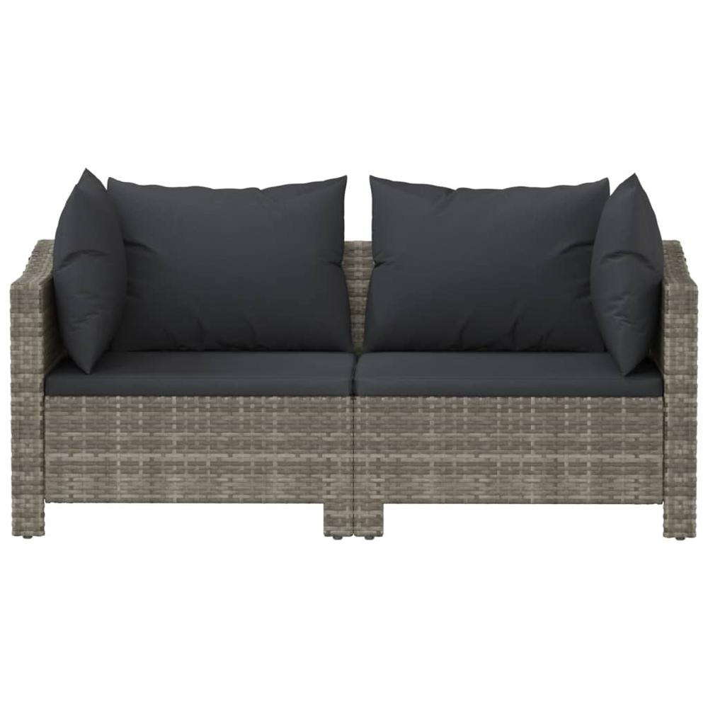 2 Piece Patio Lounge Set with Cushions Gray Poly Rattan