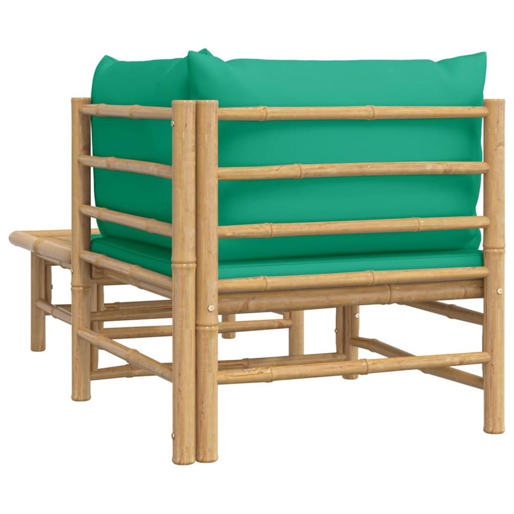 2 Piece Patio Lounge Set with Green Cushions Bamboo