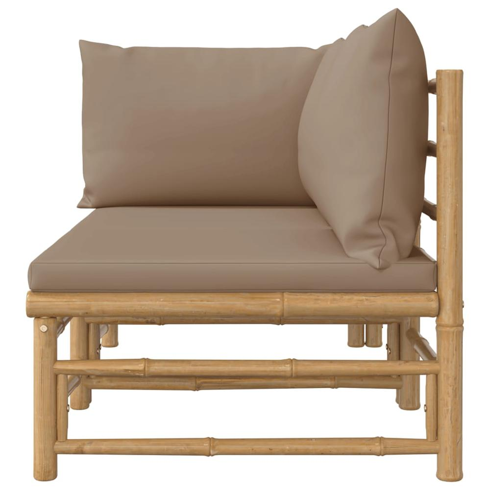 2 Piece Patio Lounge Set with Taupe Cushions Bamboo