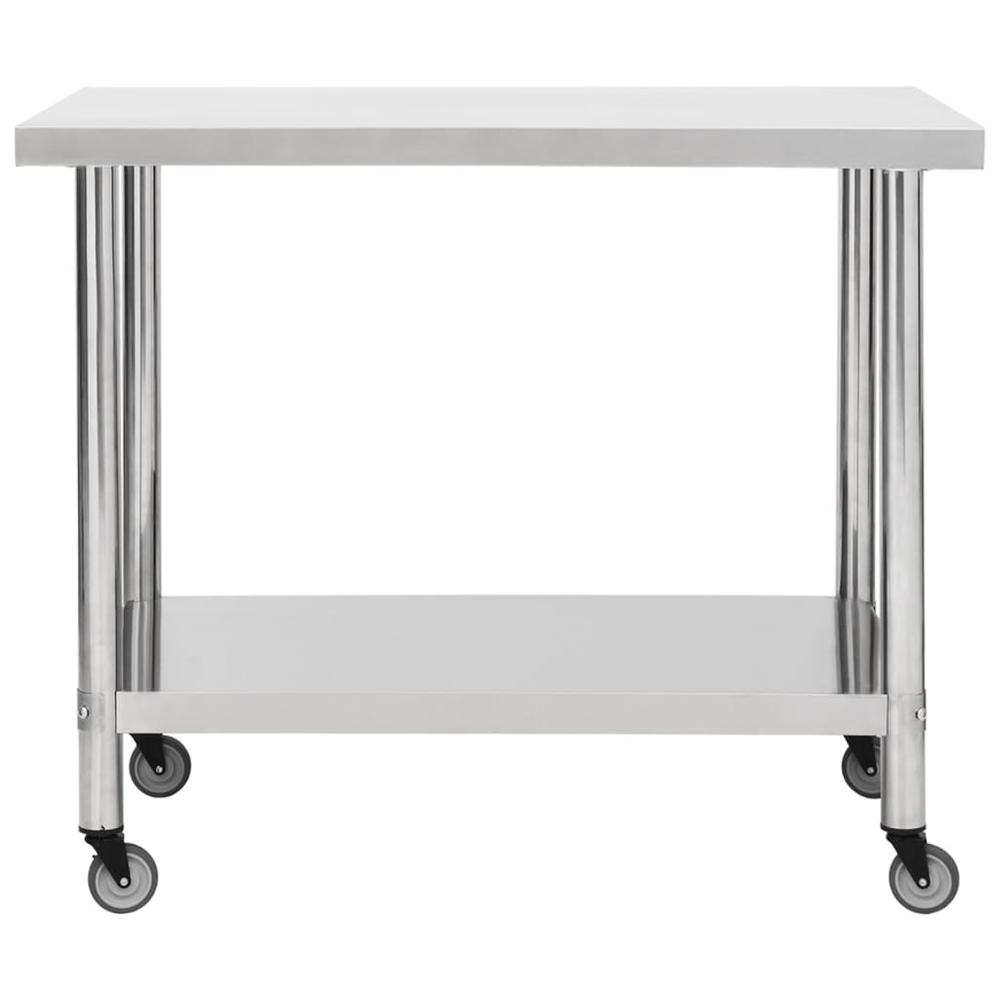 Kitchen Work Table with Wheels 31.5"x23.6"x33.5" Stainless Steel