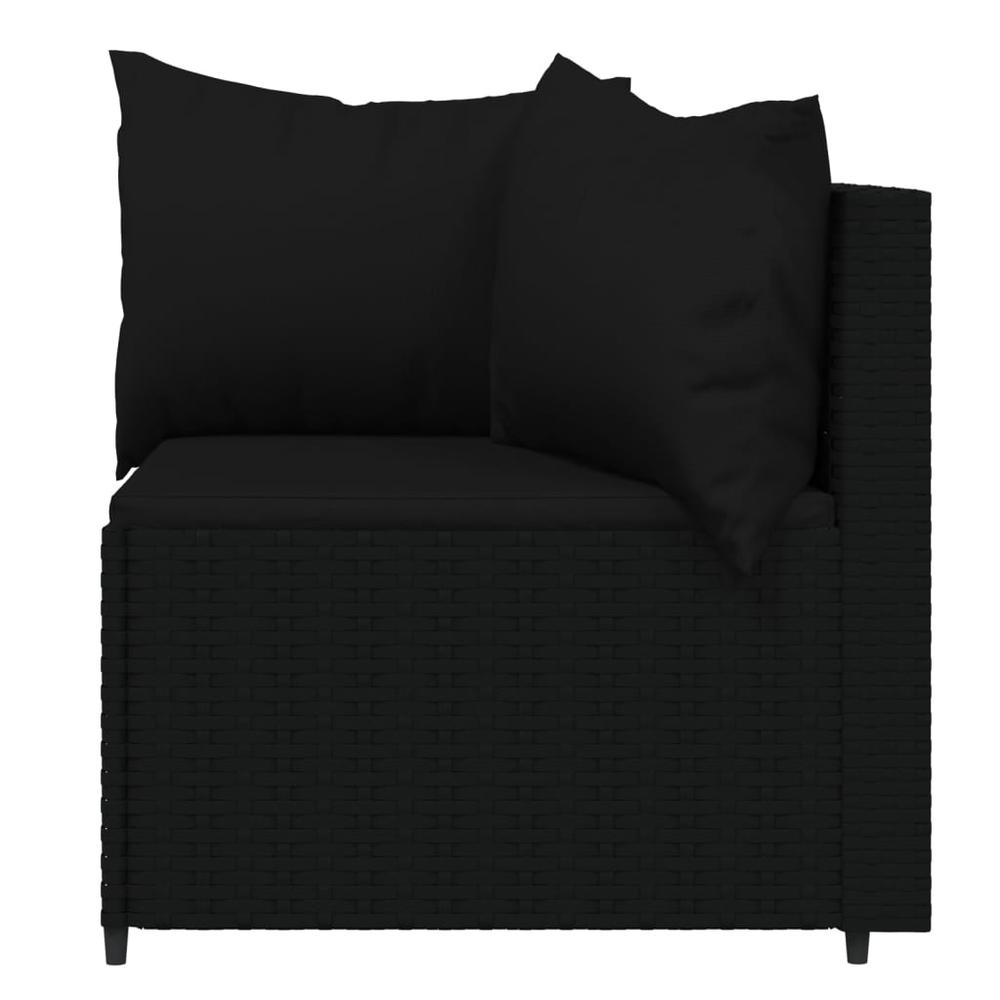 3 Piece Patio Lounge Set with Cushions Black Poly Rattan