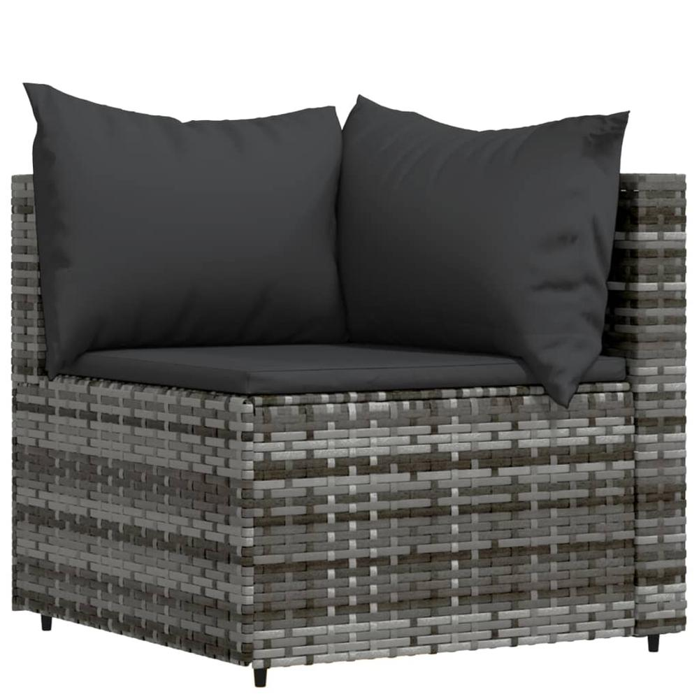 3 Piece Patio Lounge Set with Cushions Gray Poly Rattan