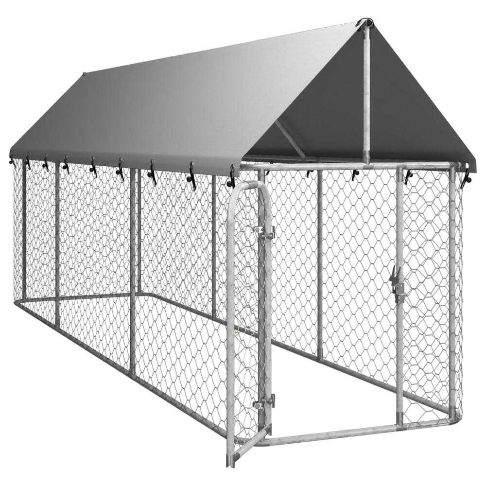 Outdoor Dog Kennel with Roof 157.5"x39.4"x59.1"