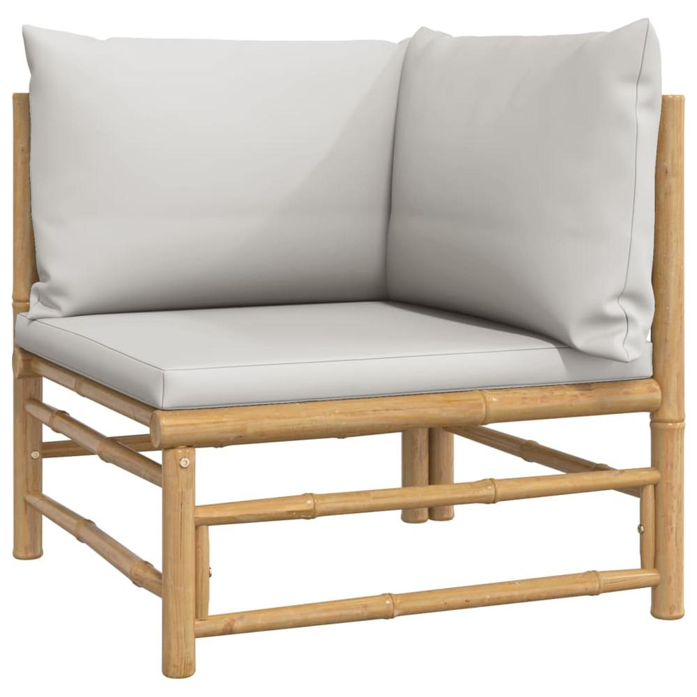 2 Piece Patio Lounge Set with Light Gray Cushions Bamboo