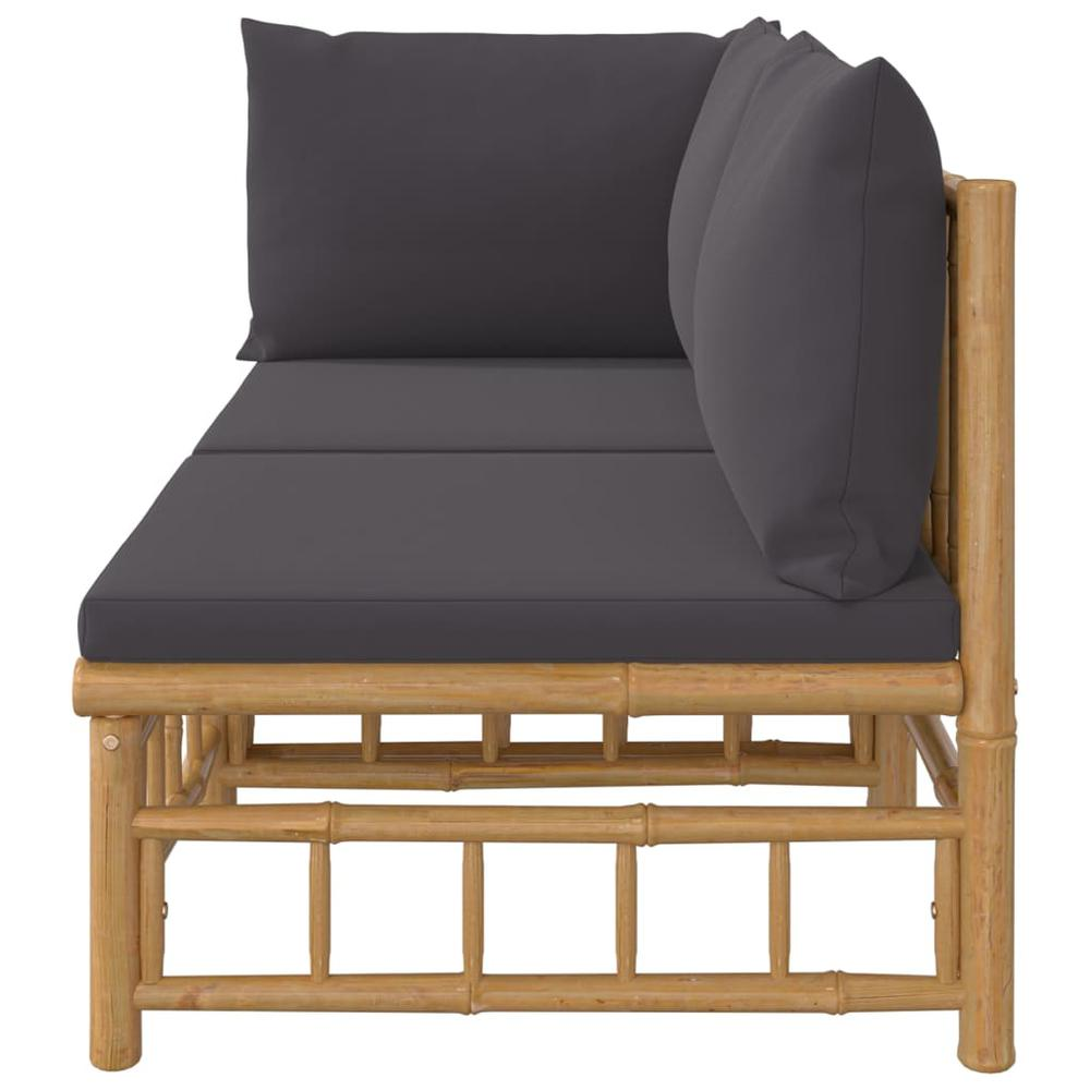 2 Piece Patio Lounge Set with Dark Gray Cushions Bamboo