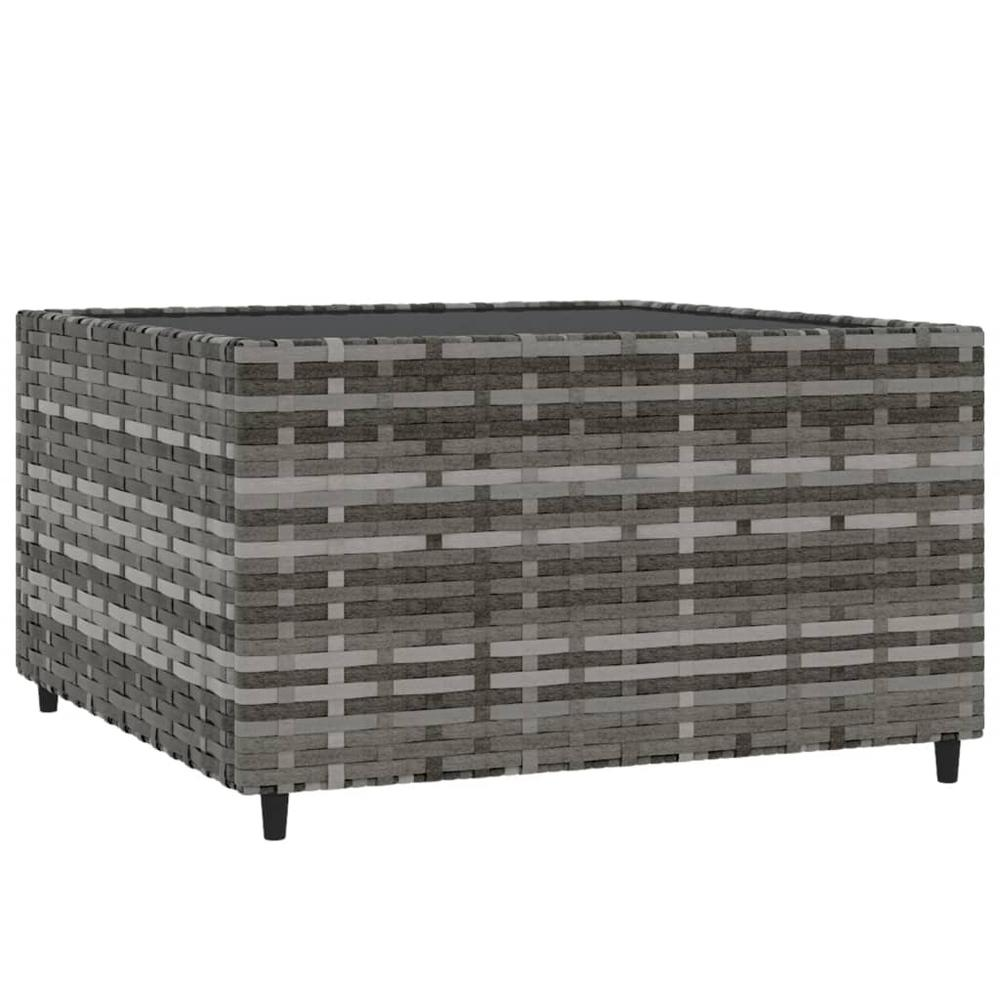 Square Patio Coffee Table Gray 19.7"x19.7"x11.8" Poly Rattan