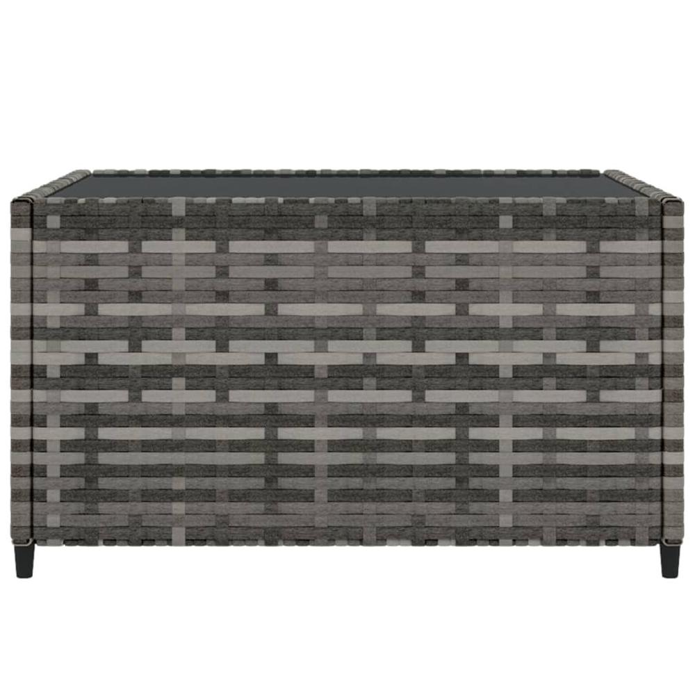 Square Patio Coffee Table Gray 19.7"x19.7"x11.8" Poly Rattan