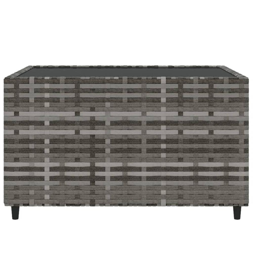 Square Patio Coffee Table Gray 19.7"x19.7"x11.8" Poly Rattan