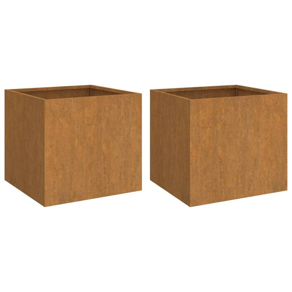 Planters 2 pcs 12.6"x11.8"x11.4" Corten Steel