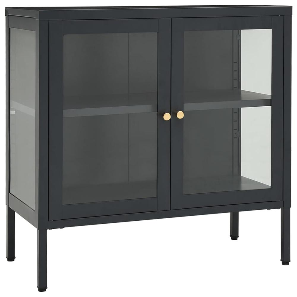 Sideboard Anthracite 27.6"x13.8"x27.6" Steel and Glass