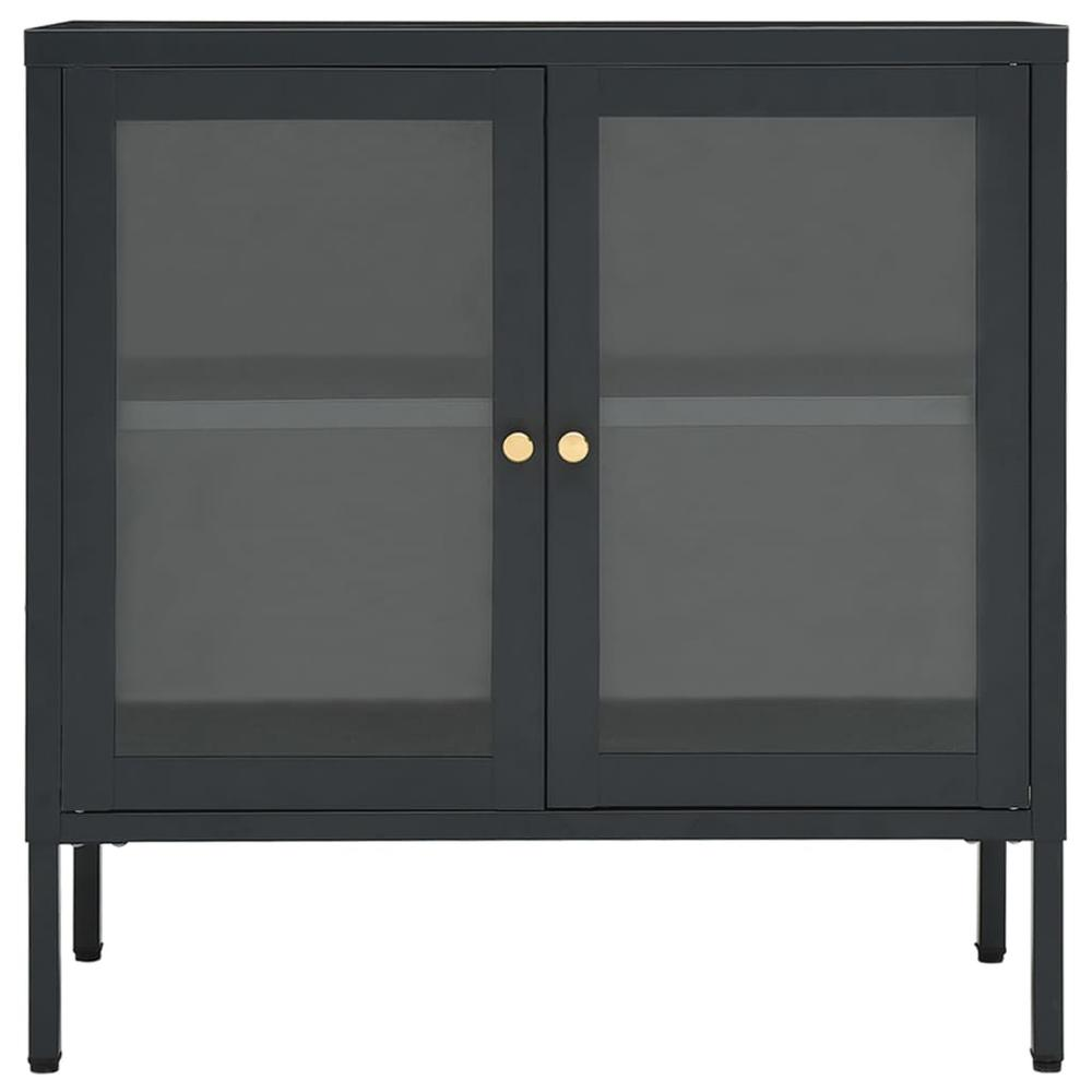 Sideboard Anthracite 27.6"x13.8"x27.6" Steel and Glass