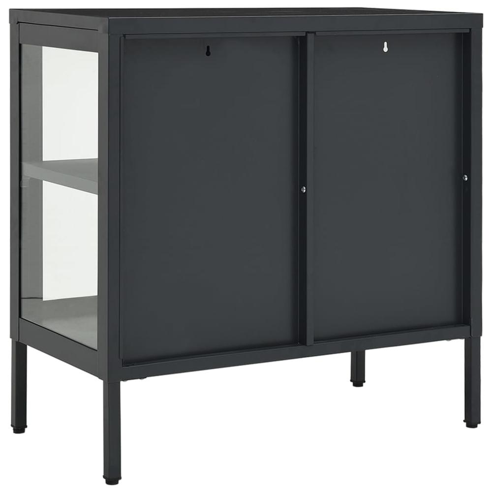 Sideboard Anthracite 27.6"x13.8"x27.6" Steel and Glass