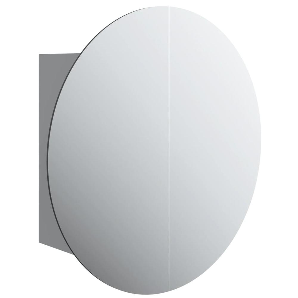 Bathroom Cabinet with Round Mirror&LED Gray 15.7"x15.7"x6.9"