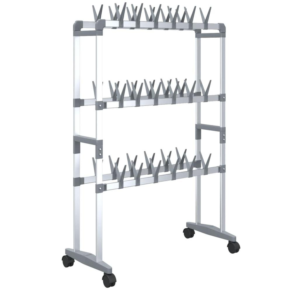 Shoe Rack with Wheels Silver 26"x10.6"x39.4"