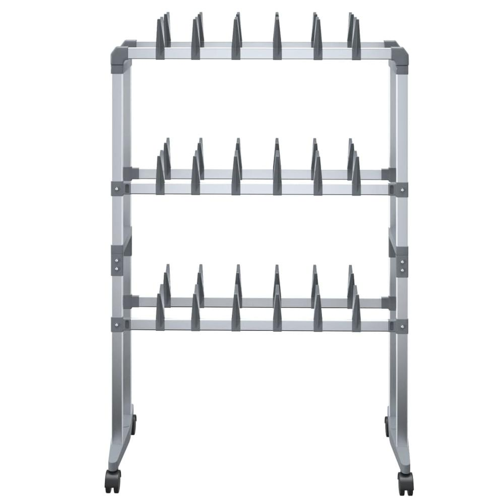 Shoe Rack with Wheels Silver 26"x10.6"x39.4"