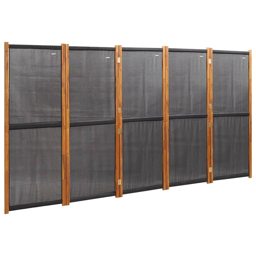 5-Panel Room Divider Black 137.8"x70.9"