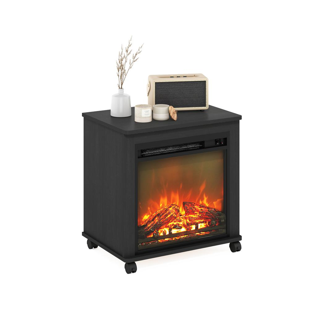 Jensen Electric Fireplace End Table with Wheels, Americano