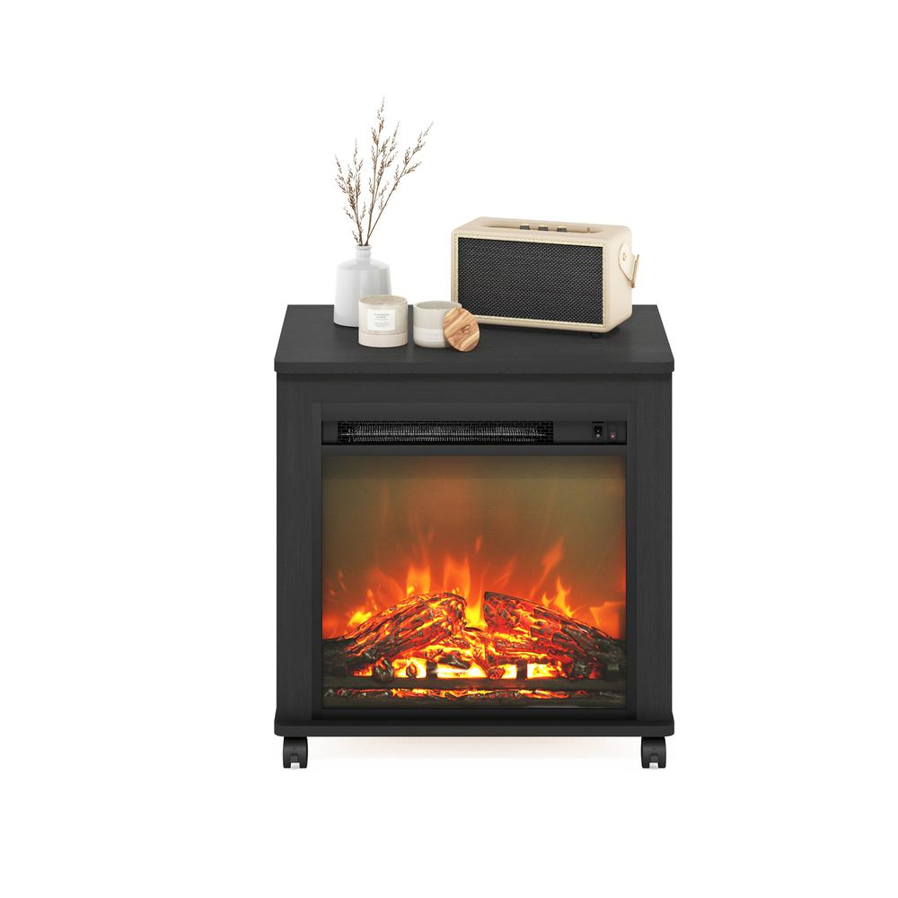 Jensen Electric Fireplace End Table with Wheels, Americano