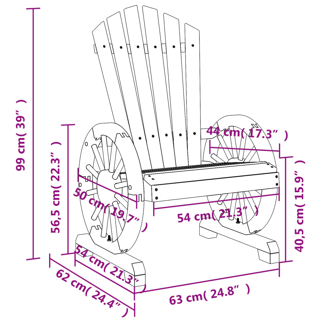 vidaXL Patio Adirondack Chair Solid Wood Fir