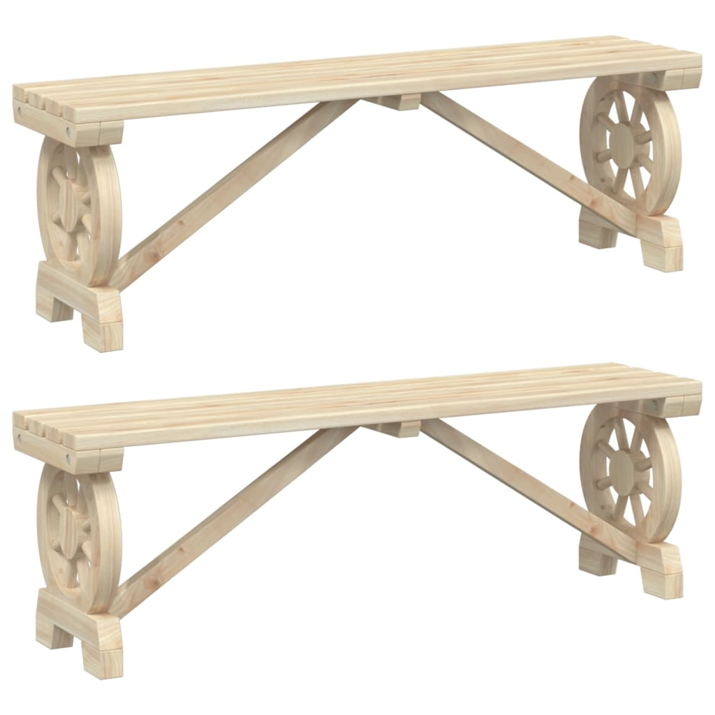 vidaXL Patio Benches 2 pcs Solid Wood Fir