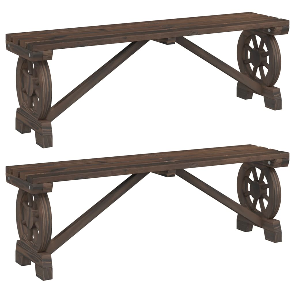 vidaXL Patio Benches 2 pcs Solid Wood Fir